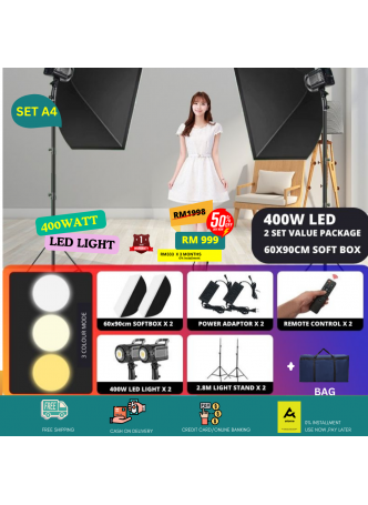 Proocam kb-1210 Studio Lighting Kit 1 PAIR 60x90cm Softbox with 400W LED Light Bi-Colour SET A4 KB 